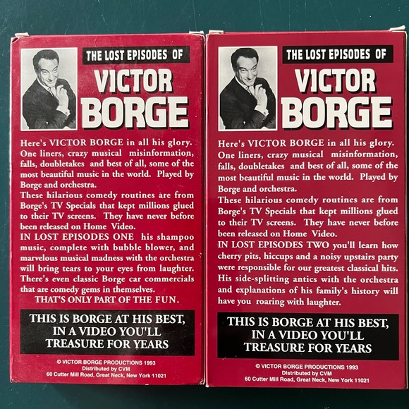 Set of 2 VHS tapes: The Lost Episodes of Victor Borge. Funny Comic Music Piano - Picture 2 of 3